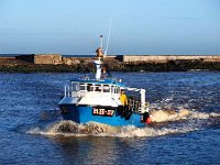 January21AmbleProvider  "The Provider" coming into the river Coquet at a fair old pace. (Rudolph tied to the mast)